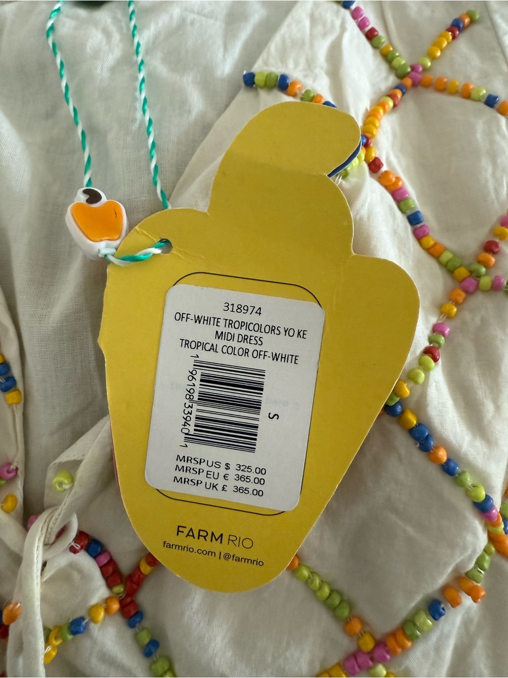 White Maxi Dress with Tropical Fruit & Parrot Print - Picture 4 of 8